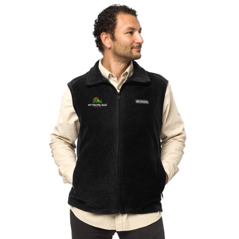 mens columbia fleece vest black front 63d67a305912b
