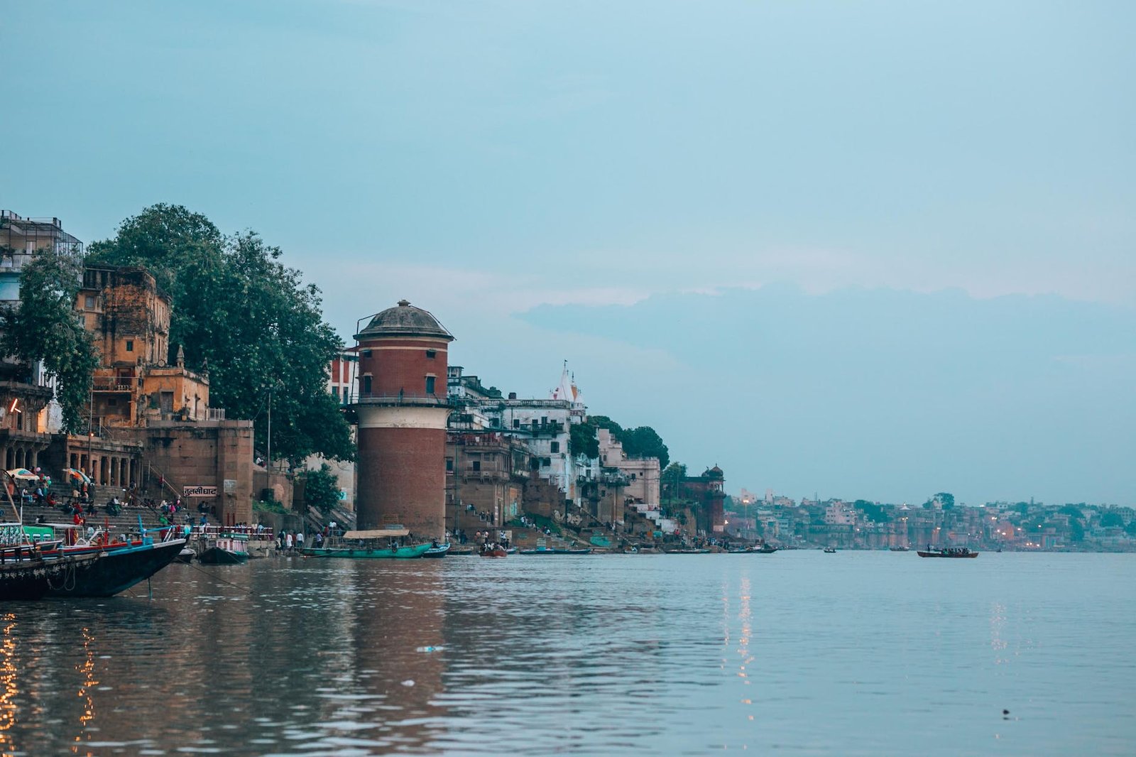 waterfront buildings in varanasi uttar pradesh india